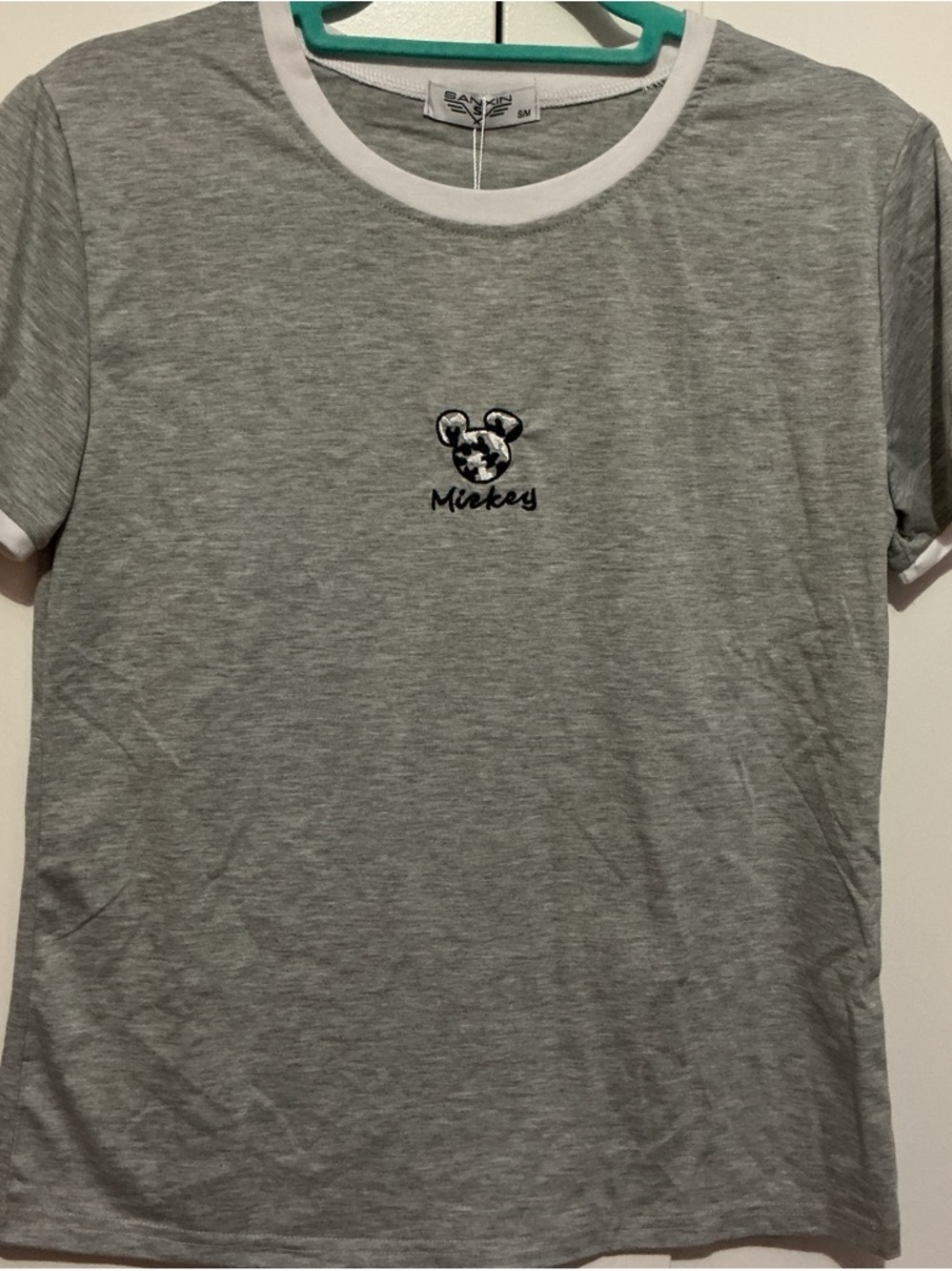 Grey Ringer Tee for Women - Short Sleeve